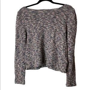 Madewell Women’s Black and Pastel Heathered Crop Knit Sweater Size Small